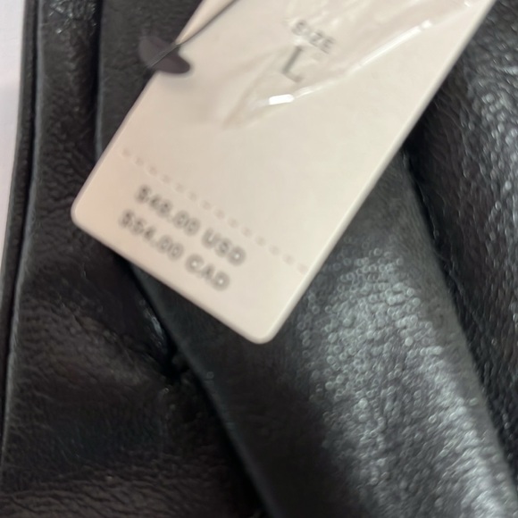 NWT ANTHROPOLOGIE Maeve Short Faux-Leather Texting Gloves Black large - Picture 3 of 3
